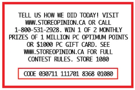 StoreOpinion Loblaws Receipt Code